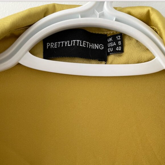 Pretty Little Thing Chartreuse Long Sleeve Twist Front Mini Dress - US 8 - Picture 4 of 4